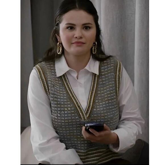 Veronica Beard Serwa mixed knit vest over white poplin blouse XS extra small - Picture 5 of 9